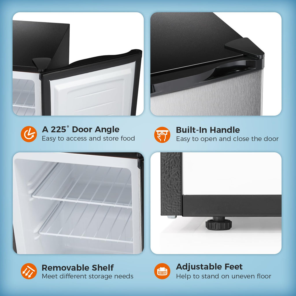 Kismile Small Freezer Upright, 3.0 Cu.ft Mini Freezer, Stainless Steel