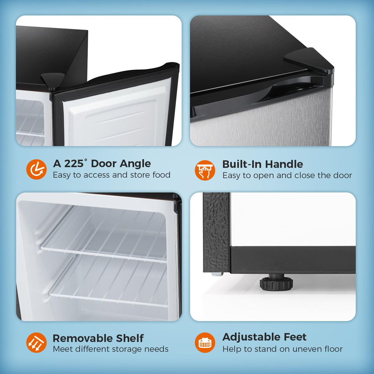 Kismile Small Freezer Upright, 3.0 Cu.ft Mini Freezer, Stainless Steel