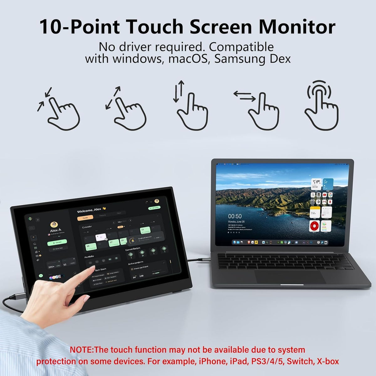 InnoView Portable Monitor, 15.6 Inch FHD 1080P HDMI USB C Second External Monitor for Laptop, Desktop, MacBook, Phones, Tablet, PS5/4, Xbox, Switch, Built-in Speaker with Protective Case