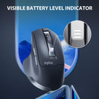 INPHIC Wireless Mouse Rechargeable, [Battery Level Visible], Silent Click USB 2.4G Cordless Mouse for Laptop PC Computer Tablets, 6 Buttons, 2400DPI 4 Adjustment Levels, Black
