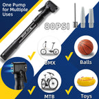 Bicycle Pump Mini Bike Pump Aluminum Alloy Cycle Pump for Presta & Schrader Valve, Portable Lightweight Bike Tyre Pump Fast Tyre Inflation Mini Air Pump For Mountain Road Bike Ball Pump