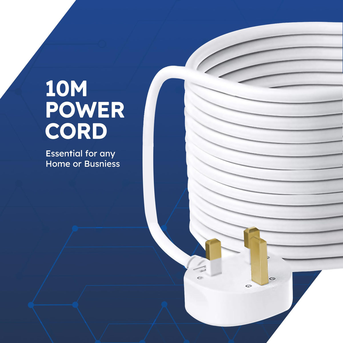 DESIRETECH White Electric Extension Lead - 6 Gang, 1 Metre Cable with UK Plug & 3 Pin Socket - Wall Mountable & Multi Socket Mains Strip for Home, Bedroom, Kitchen, & Office (1 Pack)