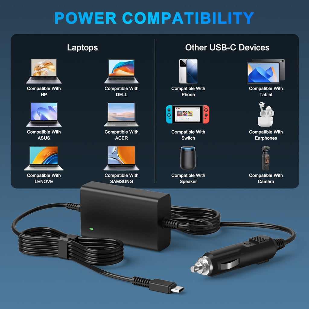 65W USB C Laptop Charger Compatible with HP Spectre Elitebook Chromebook
