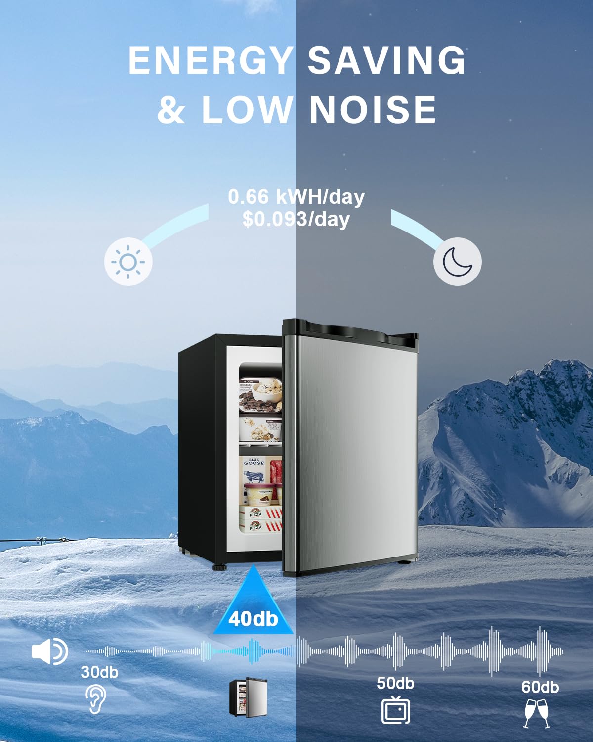 Feelfunn 3.0 Cu.ft Mini Freezer, Small Upright Freezer, Black