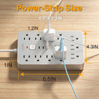 6 FT Flat Plug Surge Protector Power Strip,11 AC Outlets with 6 USB Ports