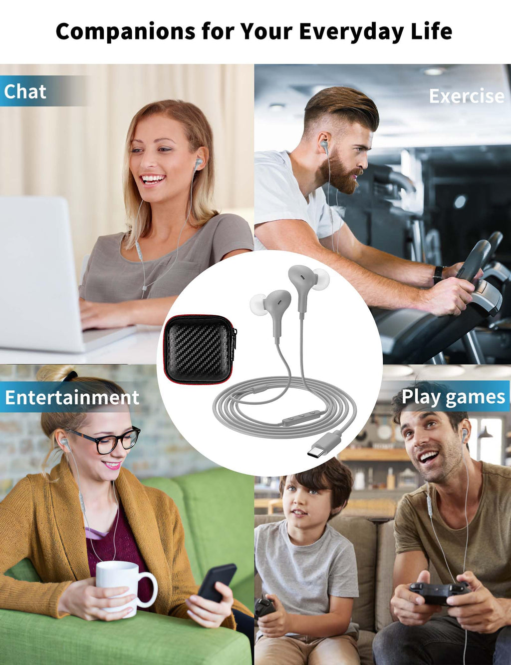 USB C Headphone for Samsung S26 S25 FE S24 A16 A17 Z Wired Earbuds Magnetic