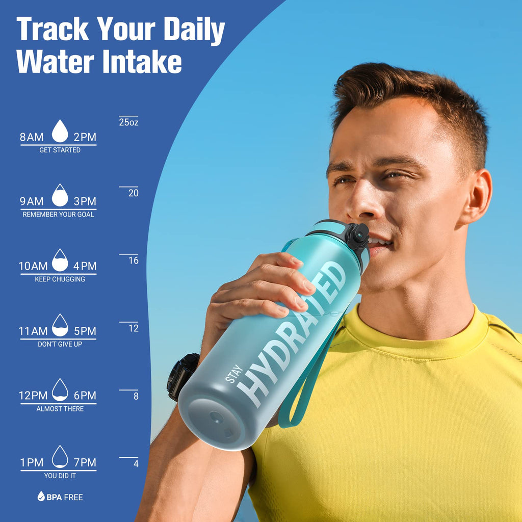 Sahara Sailor Water Bottle 1L, Leakproof Tritan Bottle with Time Marker