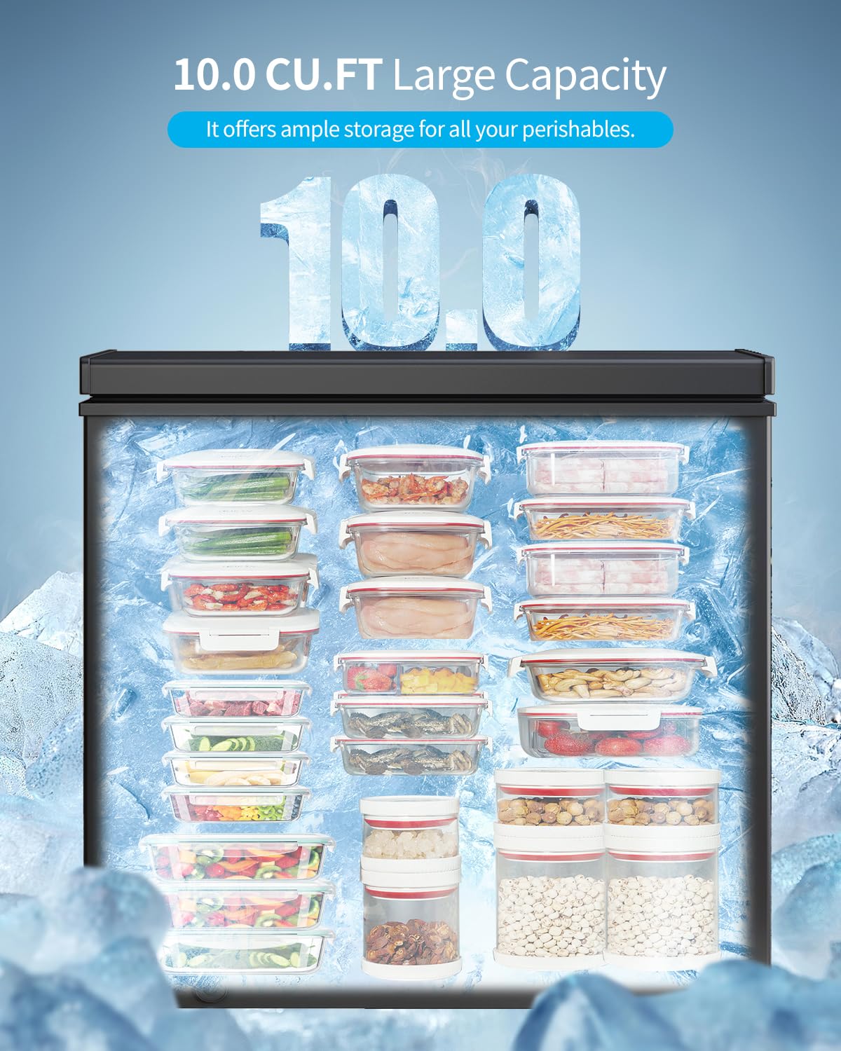 TABU 12.0 Cubic Feet Chest Freezer, Large Freestanding Deep Freezer, Black