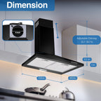 SNDOAS Range Hood 30 inch,Wall Mount Range Hood in Stainless Steel With Ducted/Ductless Convertible,Stove Vent Hood with Aluminum Filters,3 Speed Exhaust Fan,LED Light,Button Control