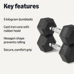 Amazon Basics Rubber Encased Hex Dumbbell Weights Set