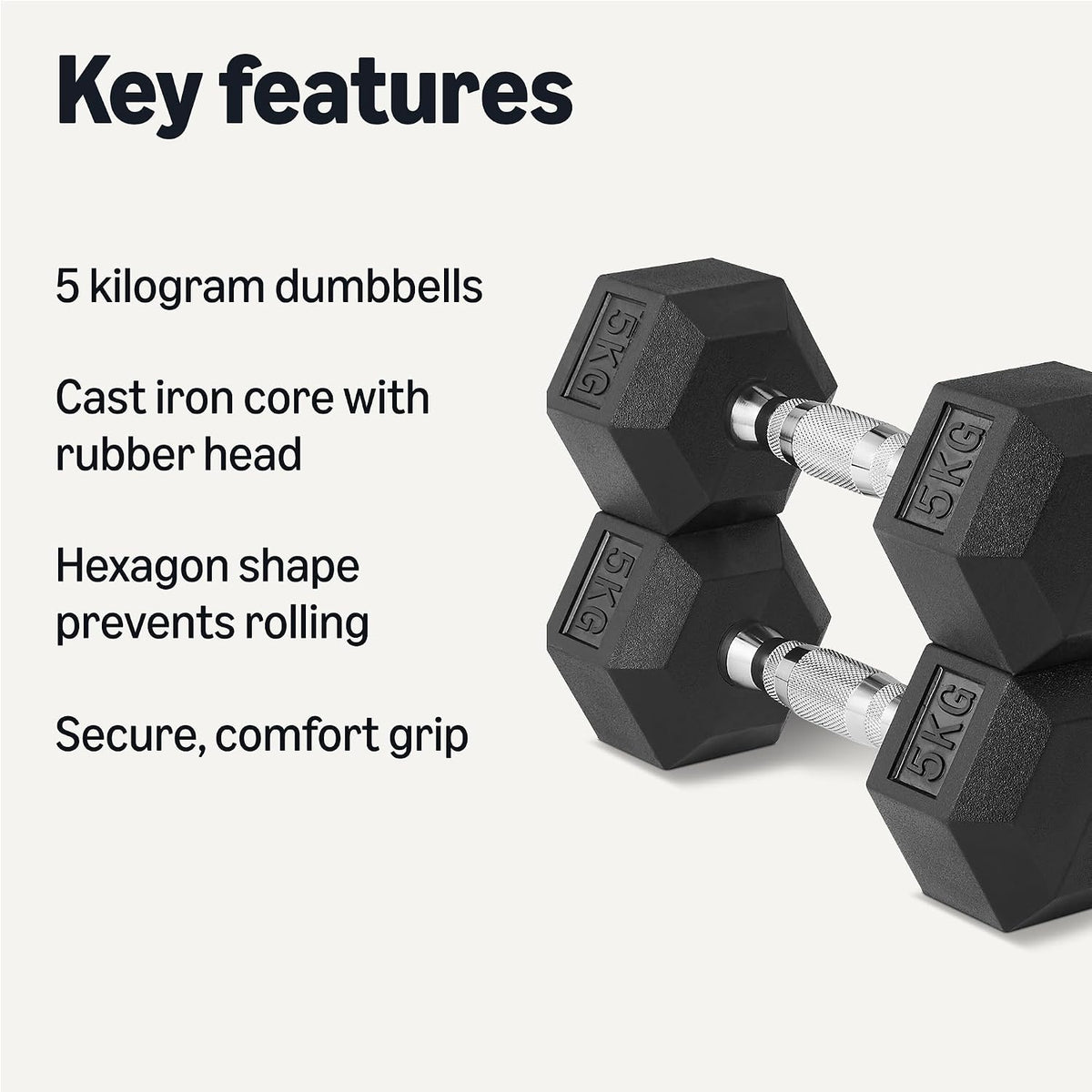Amazon Basics Rubber Encased Hex Dumbbell Weights Set
