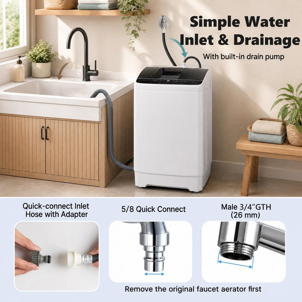 COSTWAY 8.8LBS Portable Washing Machine, Full-Automatic w/Drain Pump, White