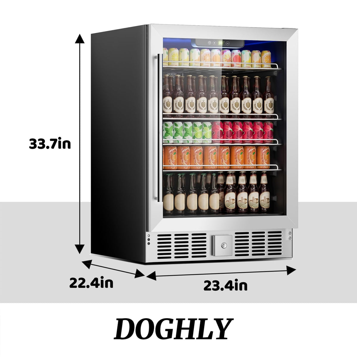 DOGHLY 0.95 Cu.Ft Mini Fridge Mirror Door for Beverages & Skincare, 24 Cans