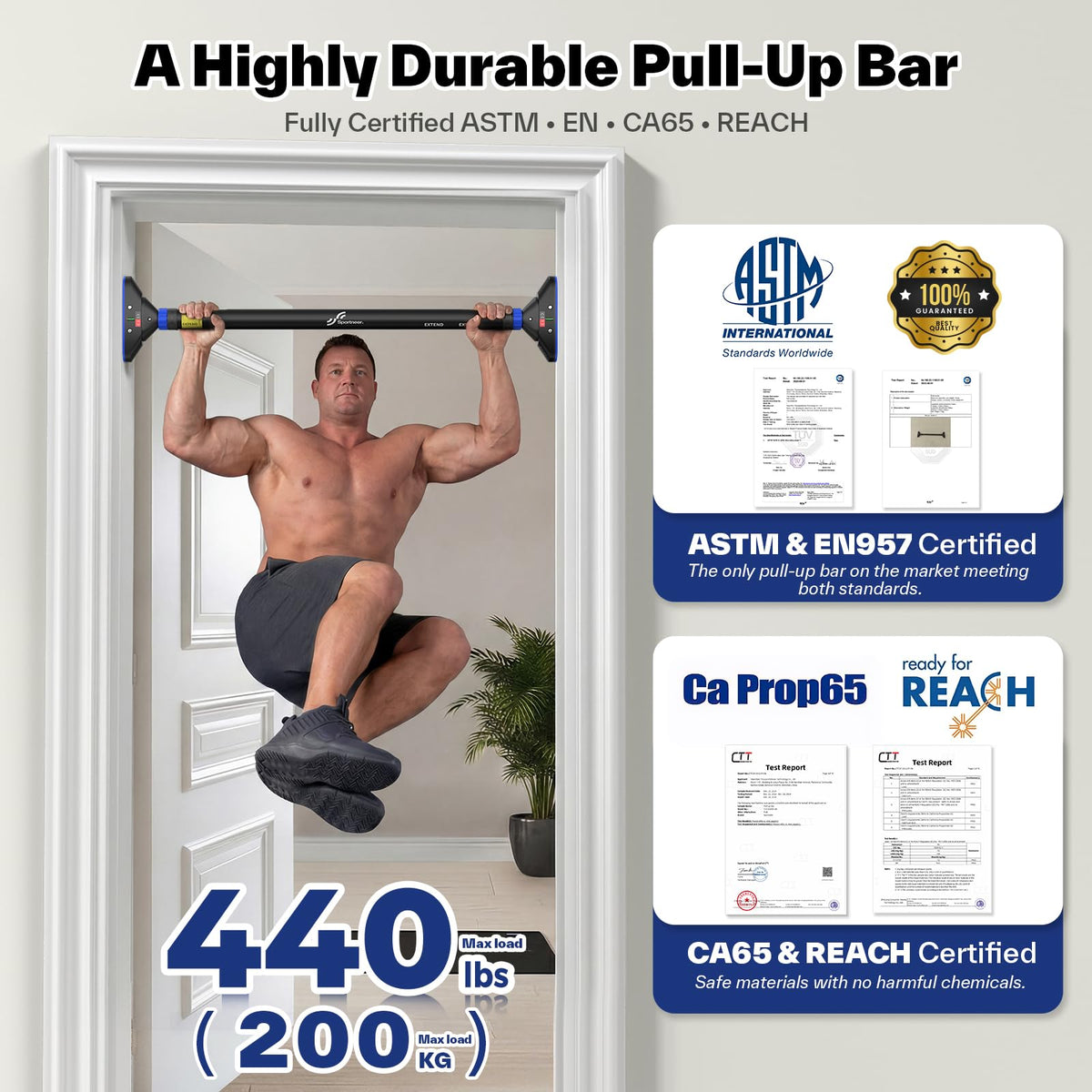 Sportneer Pull Up Bar Doorway Chin Up Bar No Screws