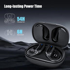 Wireless Earbuds Bluetooth Headphones, 54H Playtime Stereo Over Ear Buds with ENC Noise Cancelling, LED Power Display, IPX7 Waterproof Sport Earphones with Earhooks for Running/Workouts (Black)
