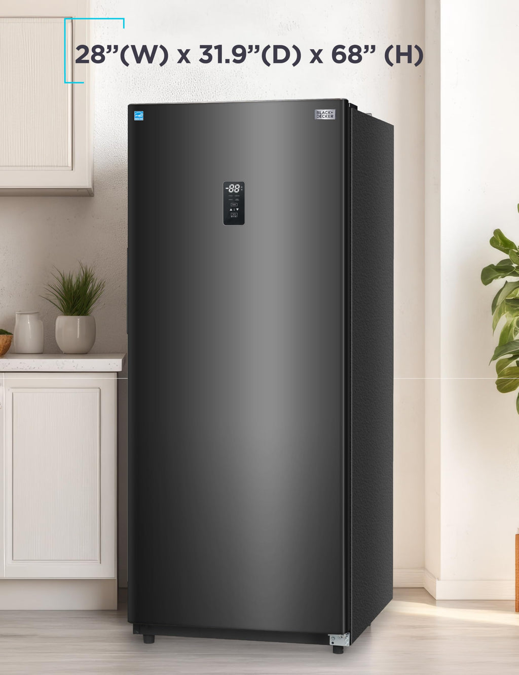 BLACK+DECKER 14 Cu. Ft. Convertible Freezer Refrigerator, Upright Freezer with Glass Shelves, ENERGY STAR rated, Frost Free, BUC1400XB, Black