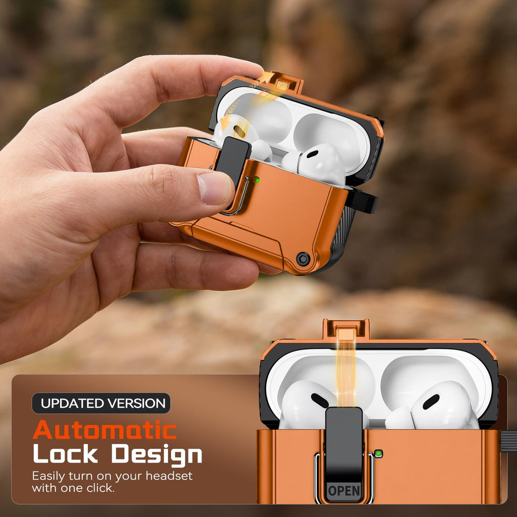 Inesore for AirPods AirPods Pro 1st/2nd Case with Secure Lock (Black)