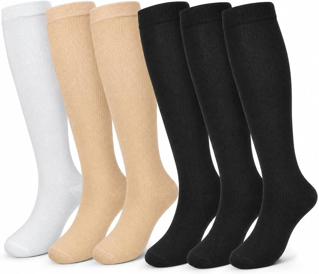 Compression Socks, (2/4/6/7 Pairs) for Men & Women 15-20 mmHg is Best for Athletics, Running, Flight Travel, Support