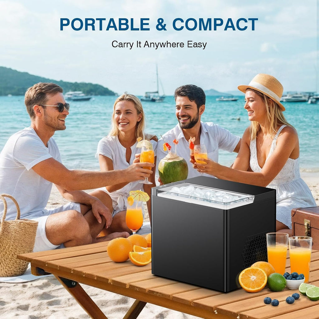 Countertop Ice Makers Machine, Portable Ice Machine Producing 9 Ice Cubes Within 6 Mins, Bullet Ice Available in Two Sizes(S/L), Compact Mini Ice Maker Appliance for Home Kitchen Camping （Ebony）