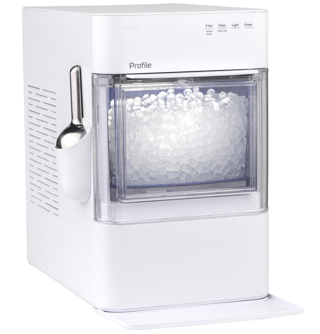 GE Profile Opal 2.0 Ultra Nugget Ice Maker with Scale Inhibiting Filter, Scoop Included, 38 lbs in 24 Hours, Pellet Ice Machine with WiFi & Smart Connected, Stone White