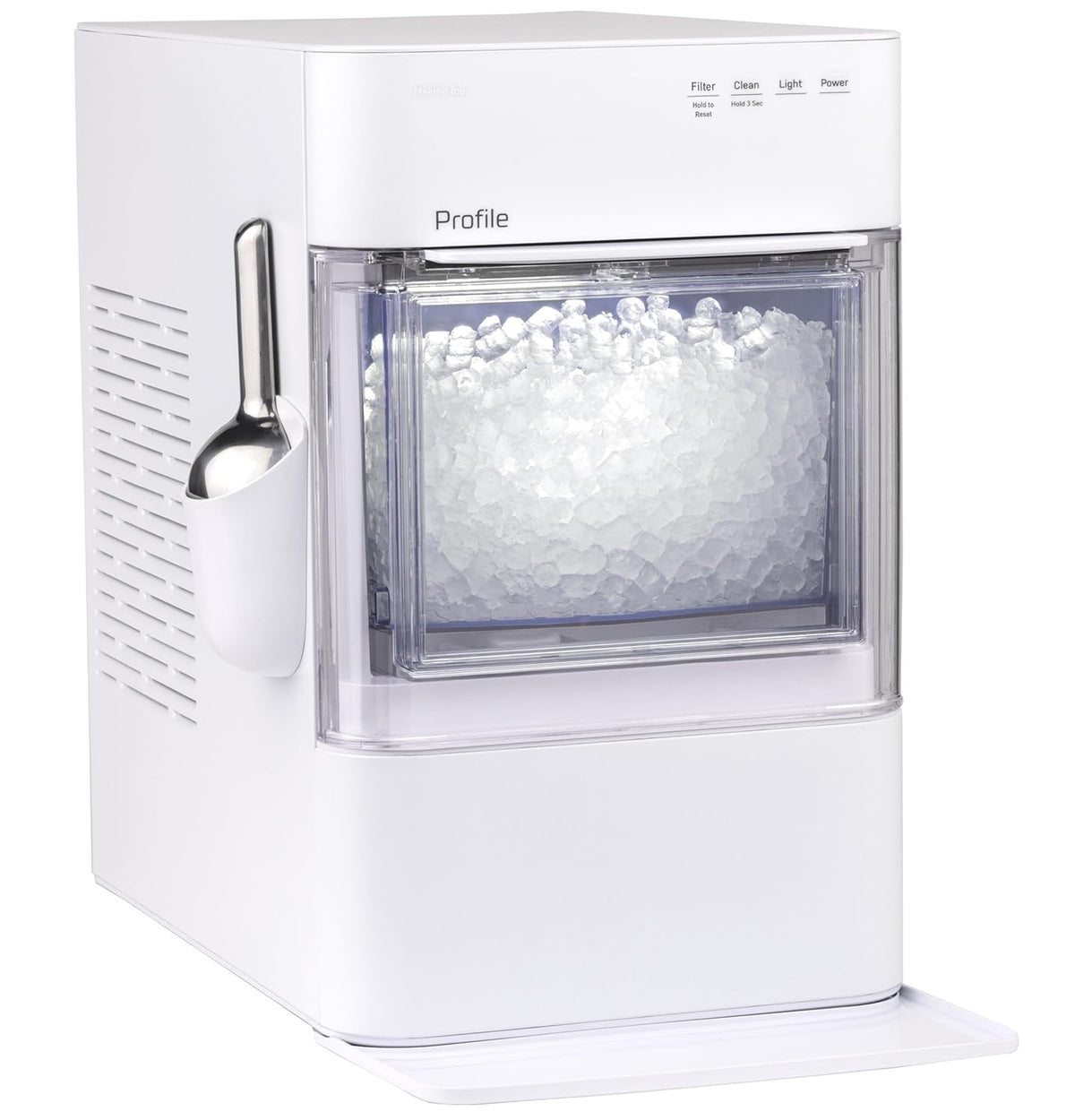 GE Profile Opal 2.0 Ultra Nugget Ice Maker with Scale Inhibiting Filter, Scoop Included, 38 lbs in 24 Hours, Pellet Ice Machine with WiFi & Smart Connected, Stone White