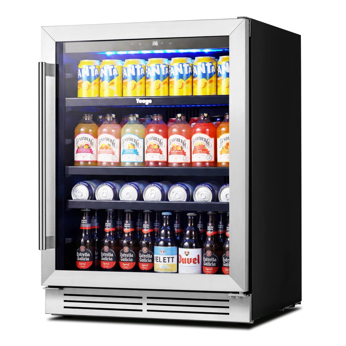 Yeego 12 Inch Beverage Refrigerator – 60 Cans Drink Fridge (Right-Hinged)