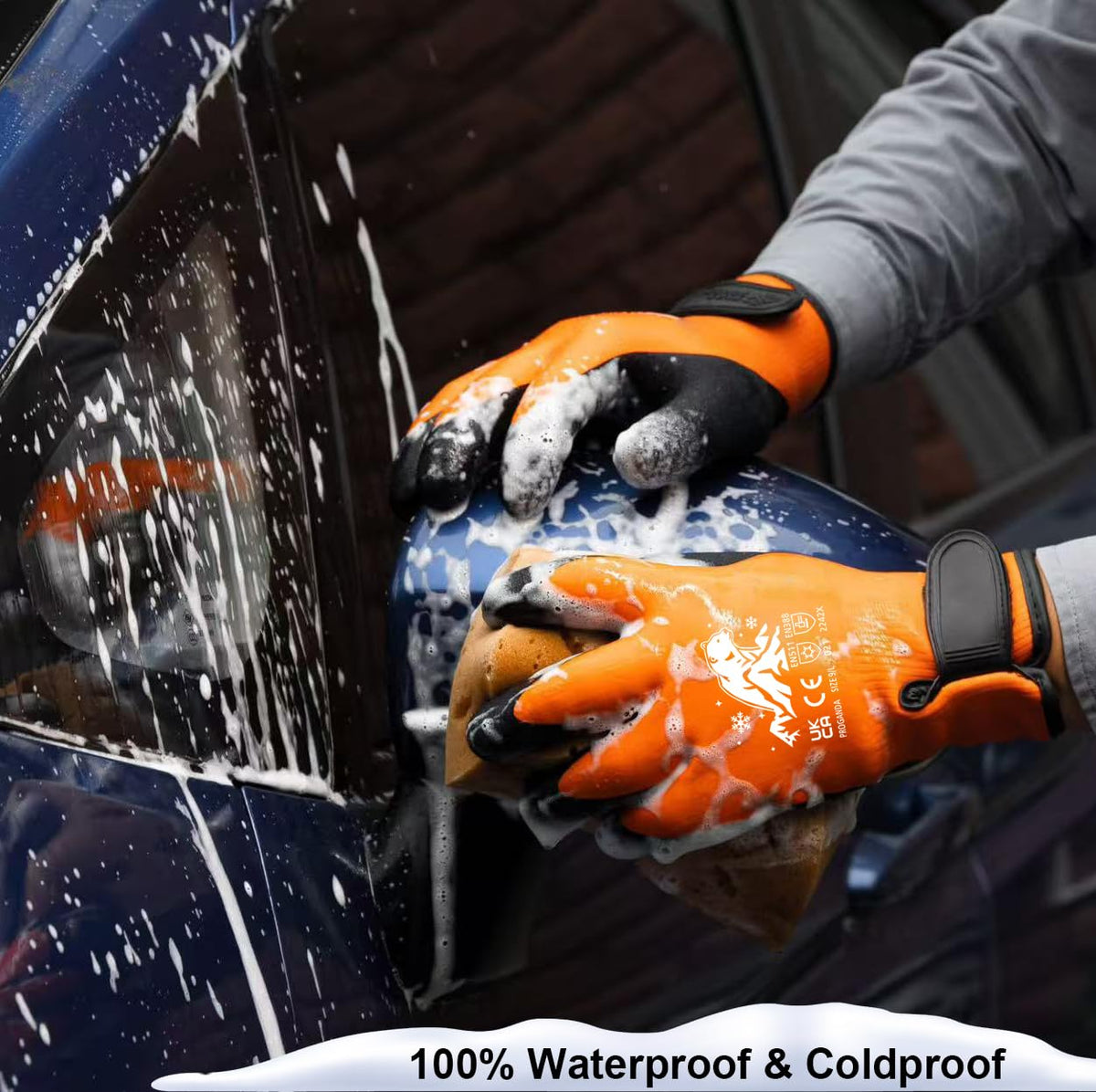 Winter Work Gloves Thermal Fleece Liner Waterproof Coating Superior Grip for Cold Weather Car Washing Gardening Fishing Multipurpose