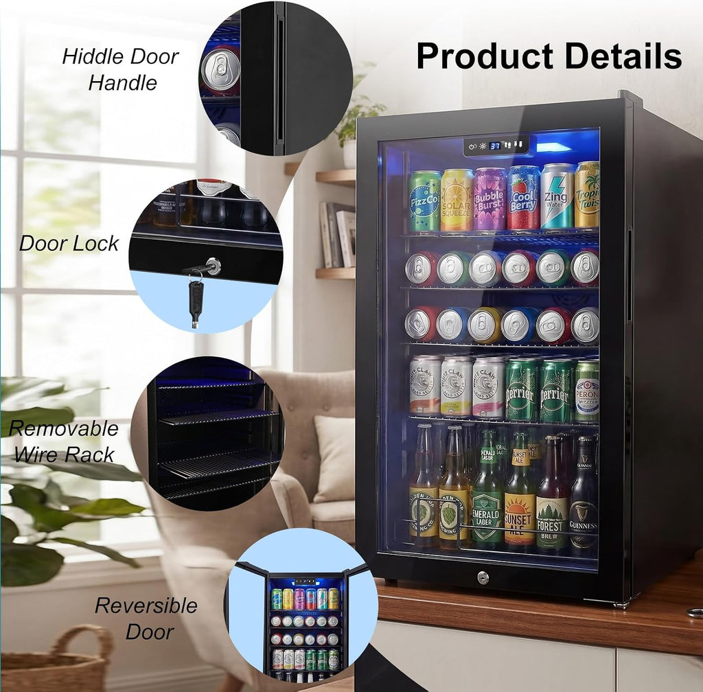 Mini Beverage Refrigerator Cooler -Small Beverage Fridge 1.4cu.ft