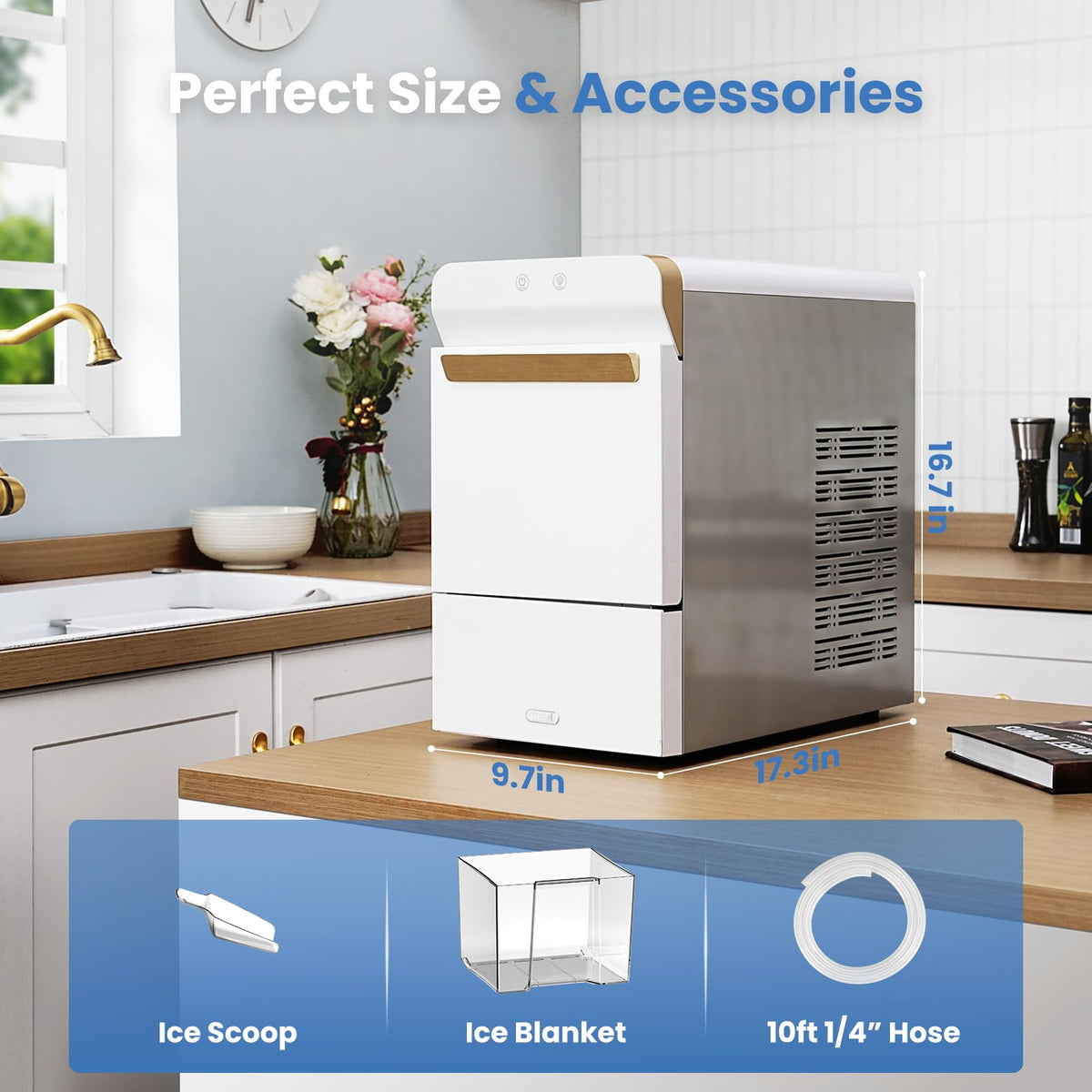 Gevi V2.0 Nugget Ice Maker for Home Kitchen Office,38lbs/24H,Black