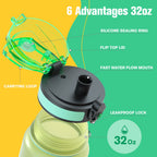 Sahara Sailor Water Bottle 1L, Leakproof Tritan Bottle with Time Marker