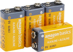 Amazon Basics 4-Pack 9V Alkaline Batteries, 9V/6LR61, 5-Year Shelf Life - for Smoke/CO Detector, Electronics & Audio