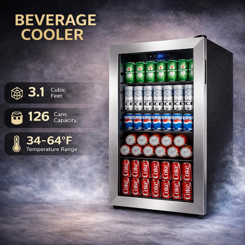 Beverage Refrigerator, 2.47 Cu.Ft Mini Fridge Beverage Cooler