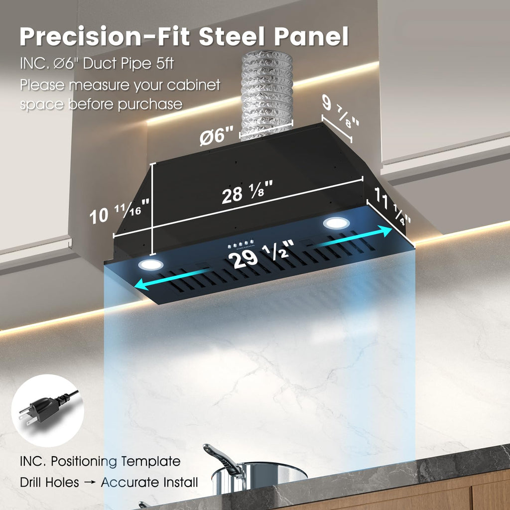 Range Hood Insert 30 inch, 620CFM Built-in Kitchen Hood