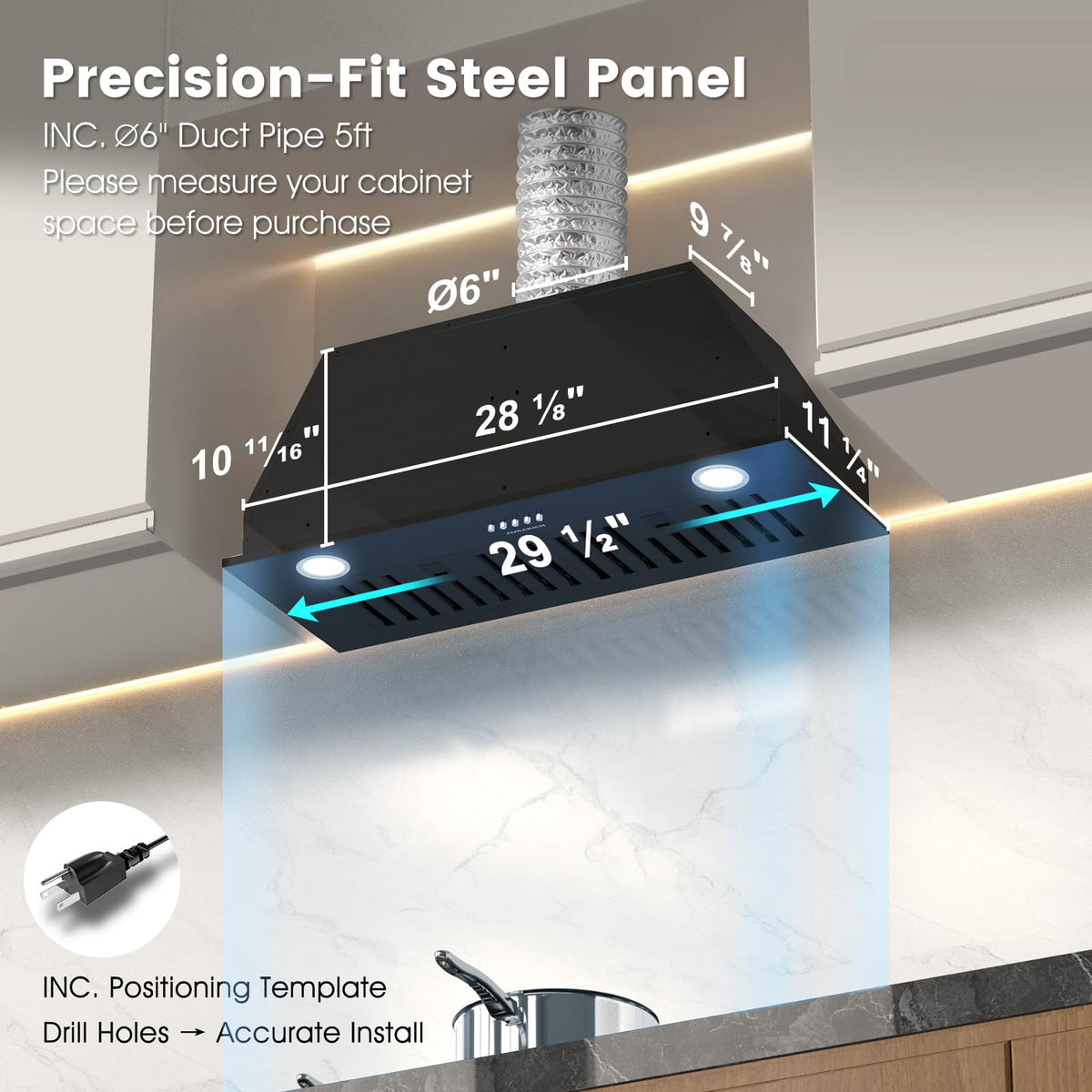 Range Hood Insert 30 inch, 620CFM Built-in Kitchen Hood