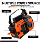 FosPower NOAA Emergency Weather Radio A1 7400mWh Solar Hand Crank (Orange)