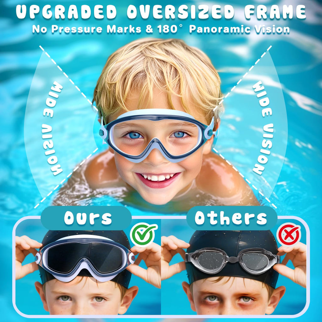 COOLOO Kids Swimming Goggles for Age 3-15, 2 Pack Anti Fog Kids Goggles