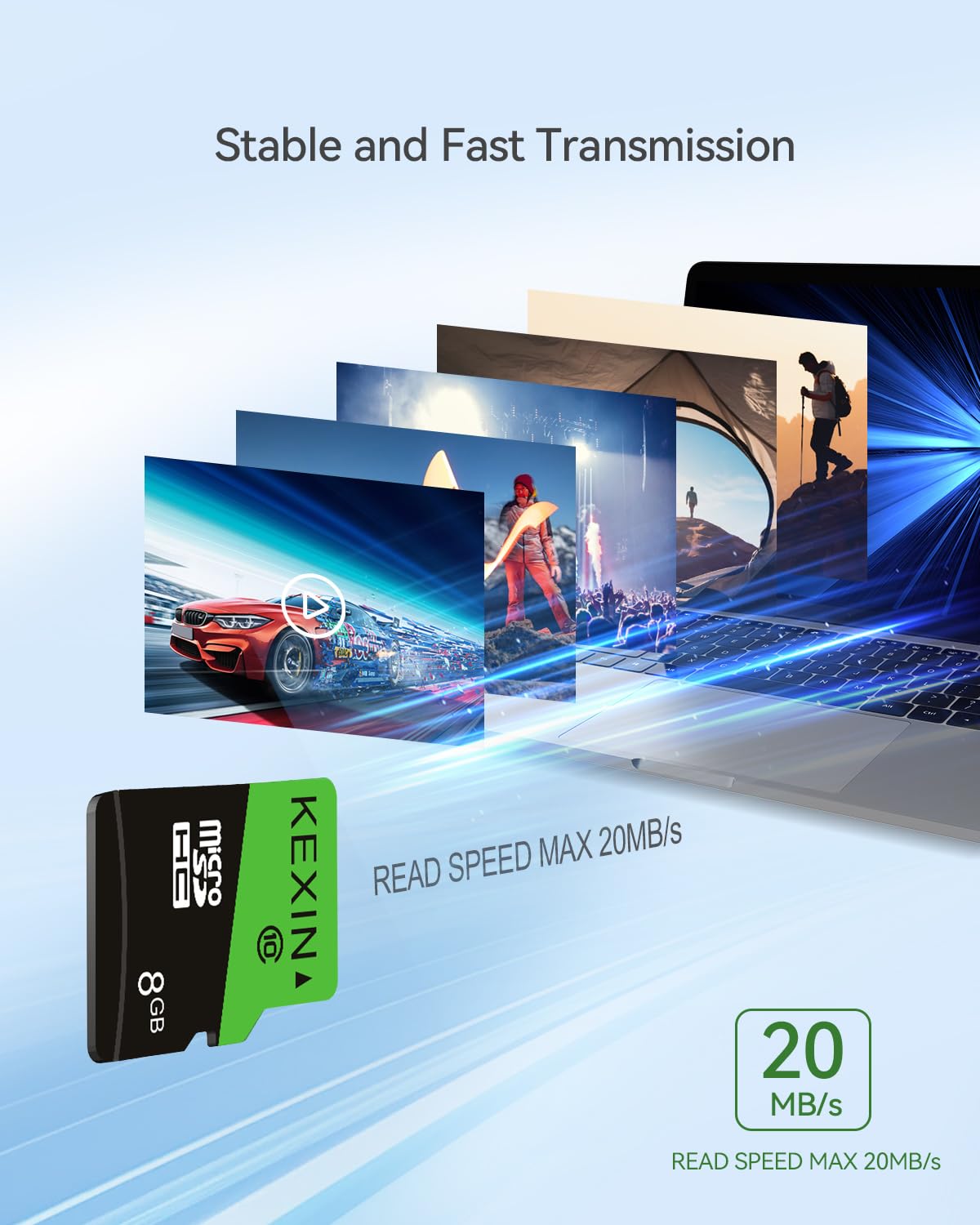 KEXIN Micro SD Card 8GB, MicroSDHC UHS-I Class 10, Mini SD Card, Memory Card for Smartphone, Tablet, Camera