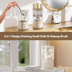Portable Mini Washing Machine, Rechargeable Underwear Washing Machine Makeup Brush Cleaner Machine Small Clothes Mini Washer for Home, Hotel, Travel and Camping (Cream)