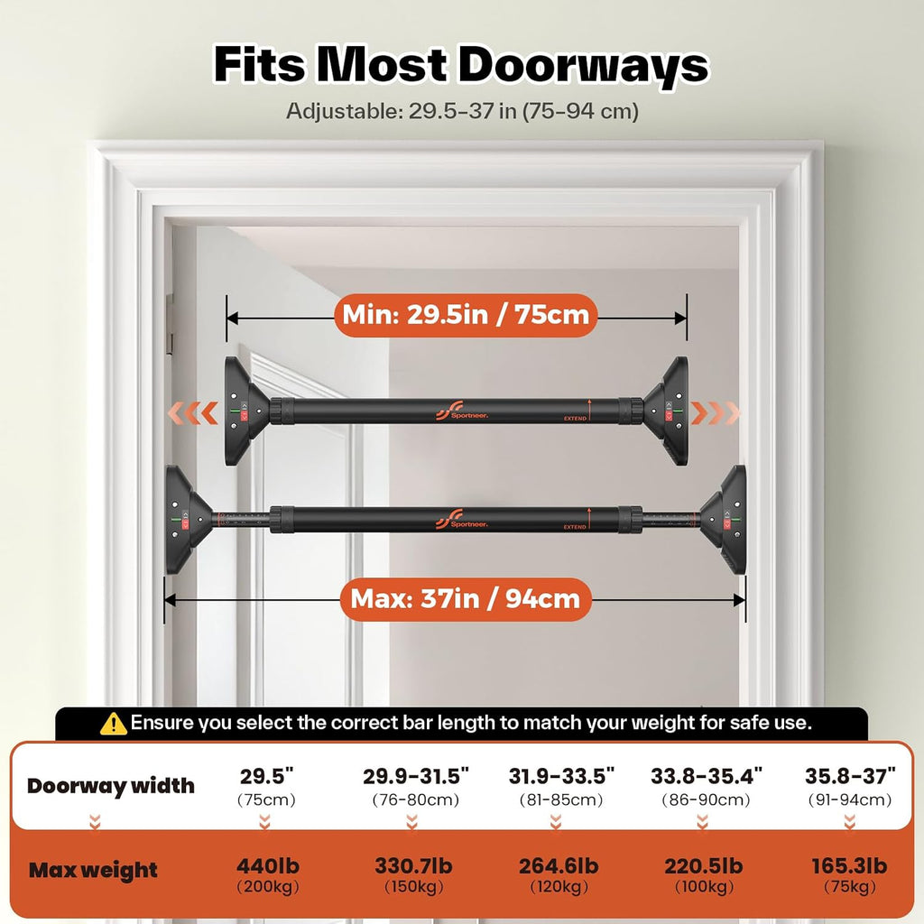 Sportneer Pull Up Bar Doorway Chin Up Bar No Screws