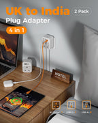 TESSAN UK to US Plug Adaptor 2 Pack, Type B USA Travel Adapter with USB C
