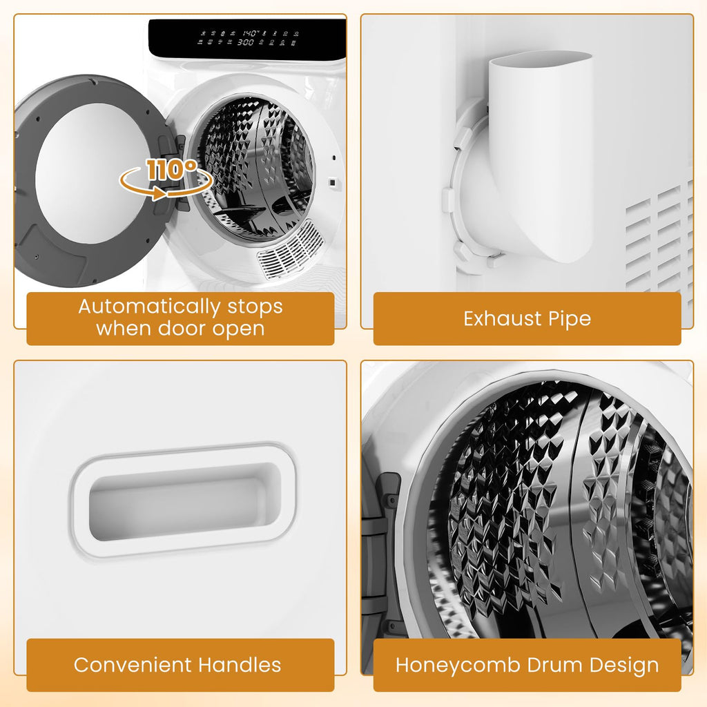 Auertech 3.6 CU. FT Clothes Dryer, Large Capacity Laundry Dryer with 12 Drying Modes & Stainless Steel Tub, Dryer Machine, Electric Dryer with LED Control for Busy Family Home, White