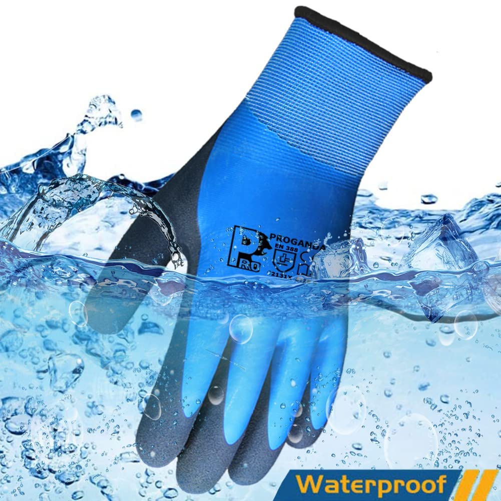 Winter Work Gloves Thermal Fleece Liner Waterproof Coating Superior Grip for Cold Weather Car Washing Gardening Fishing Multipurpose