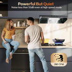 Range Hood 30 inch Under Cabinet, Stainless Steel Kitchen Vent Hood 280CFM, Built-in Kitchen Stove Hood w/Rocker Button Control, Ducted/Ductless Convertible Duct, 2 Speeds Fan, Bright LED Light