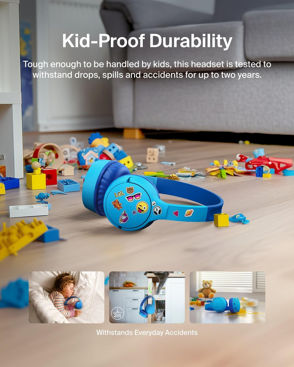 Belkin SoundForm Mini Kids Headphones, Wireless & Wired, 30H Playtime, Case