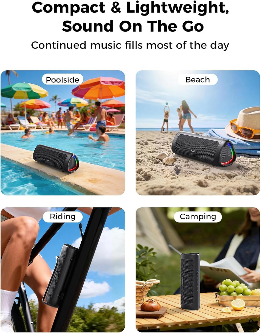 Bluetooth Speaker, 20W HD Sound, Portable Wireless, IPX5 Waterproof, Up to 24H Playtime, TWS Pairing, for Home/Party/Outdoor/Camping/Beach Essentials, Electronic Gadgets, Birthday Gift (Teal)
