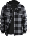 Lumberjack Mens Flannel Jackets Sherpa Lined Fleece Zip Up Winter Warm Workout Padded Plaid Sweatshirt with Hood