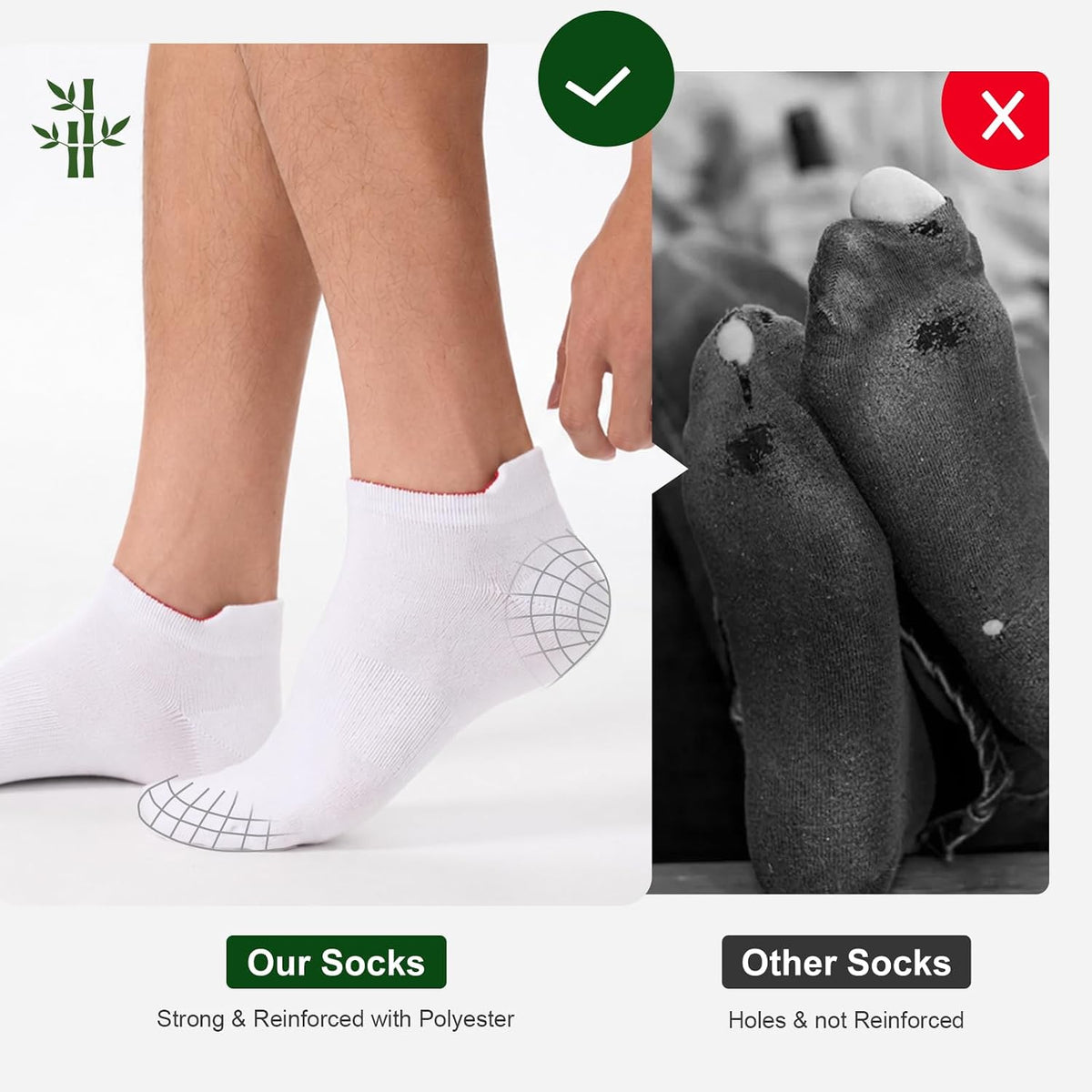 Niorasen Bamboo Trainer Socks for Men & Women, 6 Pairs, Low Cut
