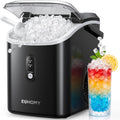 EUHOMY Nugget Ice Maker Countertop with Handle, Ready in 6 Mins, 34lbs Per Day, Removable Top Cover, Auto-Cleaning, Portable Sonic Ice Maker with Basket and Scoop, for Home/Party/RV/Camping (Black)