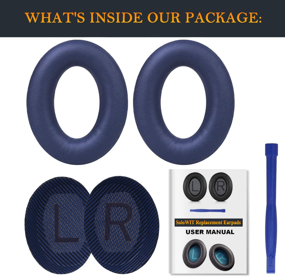 SoloWIT Earpads for Bose QC35 & QC35 ii - Brilliant Blue