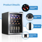 Antarctic Star 12 Bottle 48 Can Beverage Refrigerator Cooler - Mini Fridge Glass Door for Beer Soda Drinks or Wine,Freestanding Beverage Fridge for Home and Bar with Adjustable Shelving, 1.3 Cu. Ft.